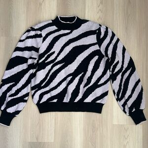 Who What Wear Black and White Animal Print Sweater
